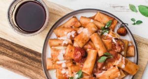 vegan pasta with creamy red sauce