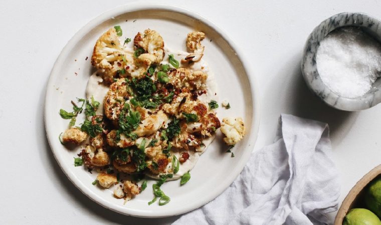 Roasted Cauliflower with Tahini Yogurt Sauce Recipe