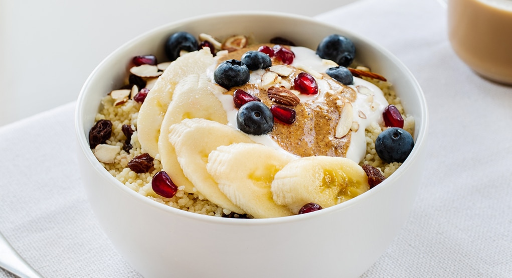 Couscous with Low Fat Dairy Free Yogurt & Fruit