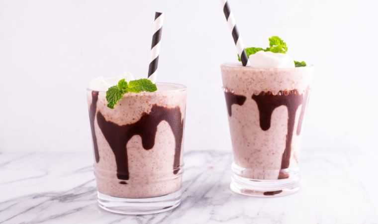 Mint Chip Milkshake with Chocolate Drizzle
