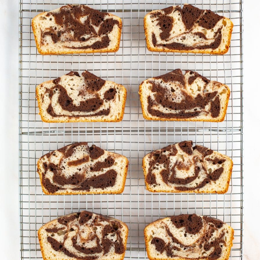 Slices of Vegan Marble Cake on a Rack