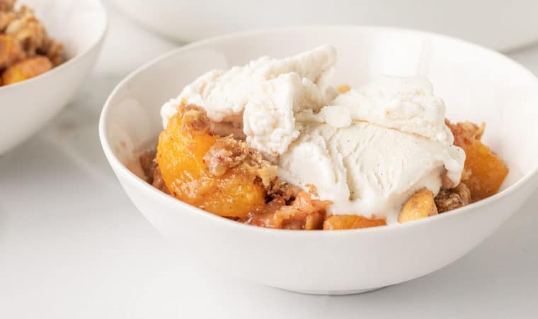 Peach Crumble with Vanilla Bean Ice Cream