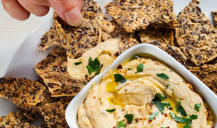 Parmesan-flax Crackers with Hummus