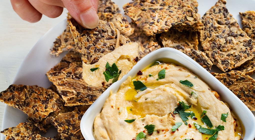 Parmesan-flax Crackers with Hummus