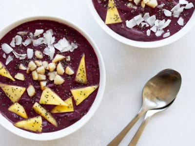 Acai Smoothie Bowl with Pineapple and Macadamia Nuts