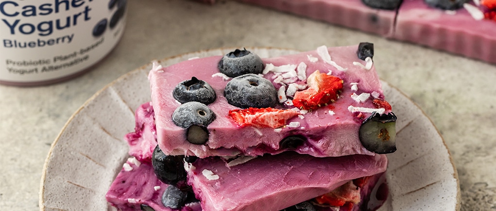 Dairy-free blueberry yogurt bark